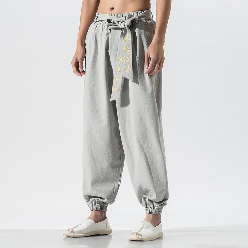 Premium Kung Fu Pants- Monkey Offers Peach
