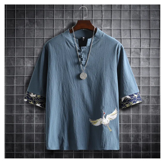 White Crane Chinese style Shirt