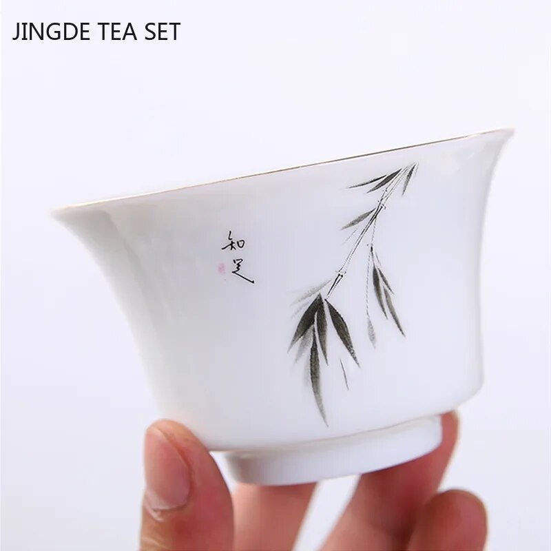 Porcelain Gaiwan lidded cup- Monkey Offers Peach