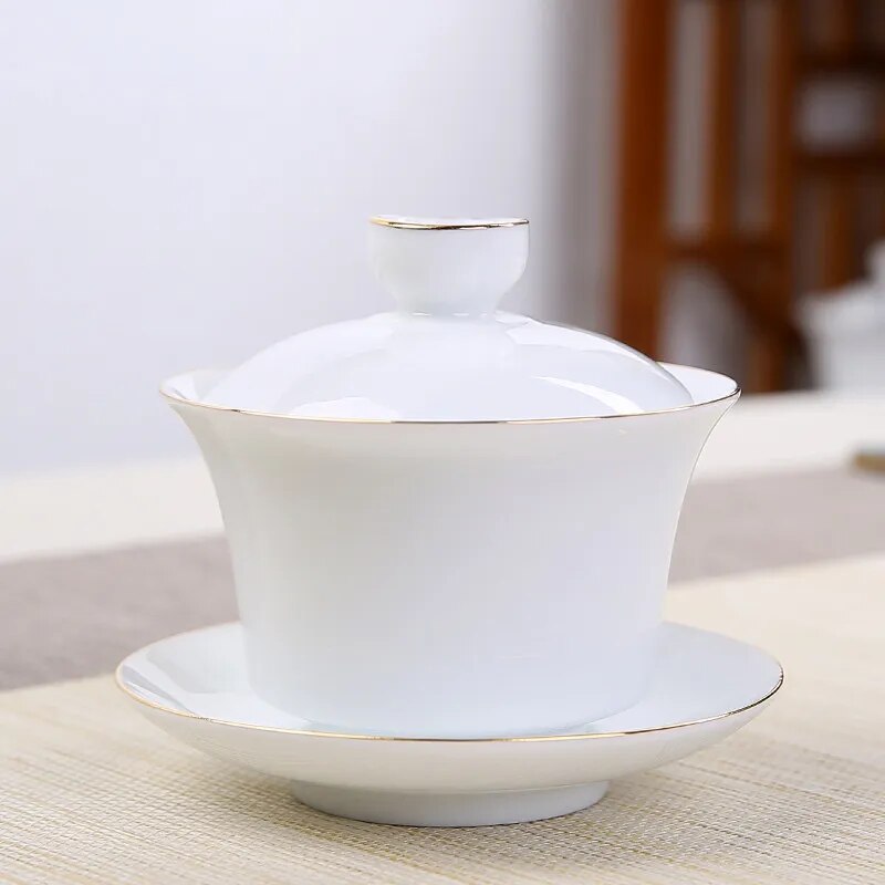 Porcelain Gaiwan lidded cup- Monkey Offers Peach