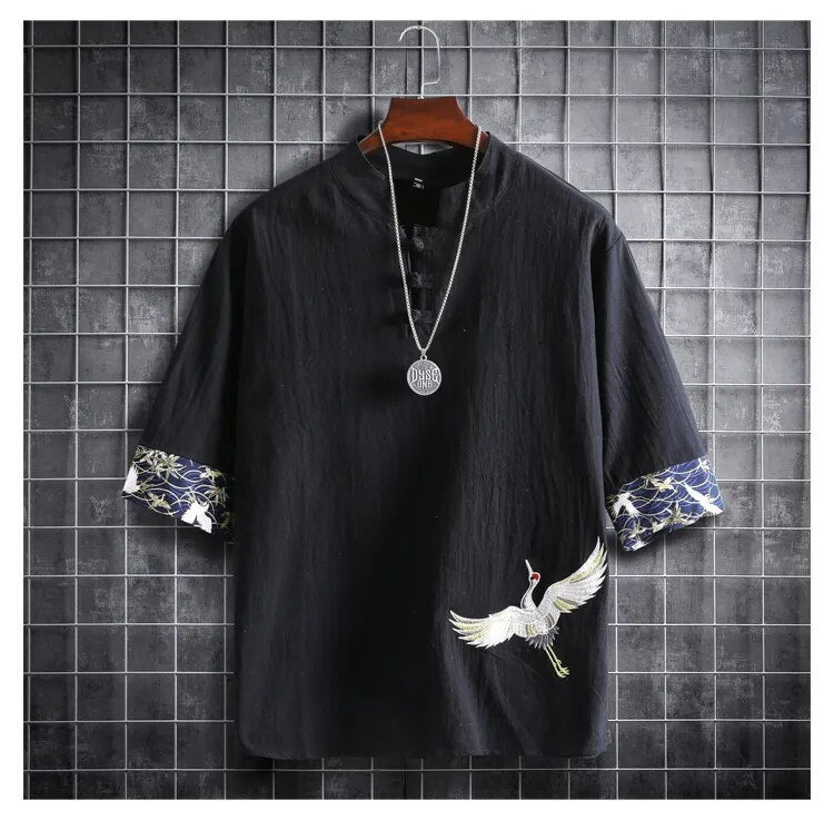 White Crane Chinese style Shirt