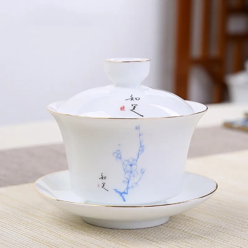 Porcelain Gaiwan lidded cup- Monkey Offers Peach