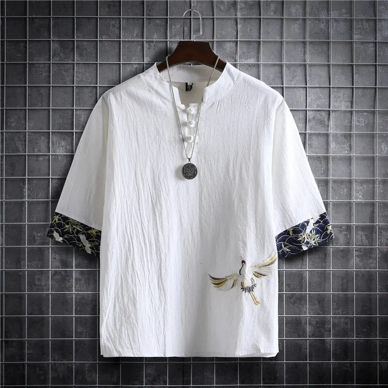 White Crane Chinese style Shirt