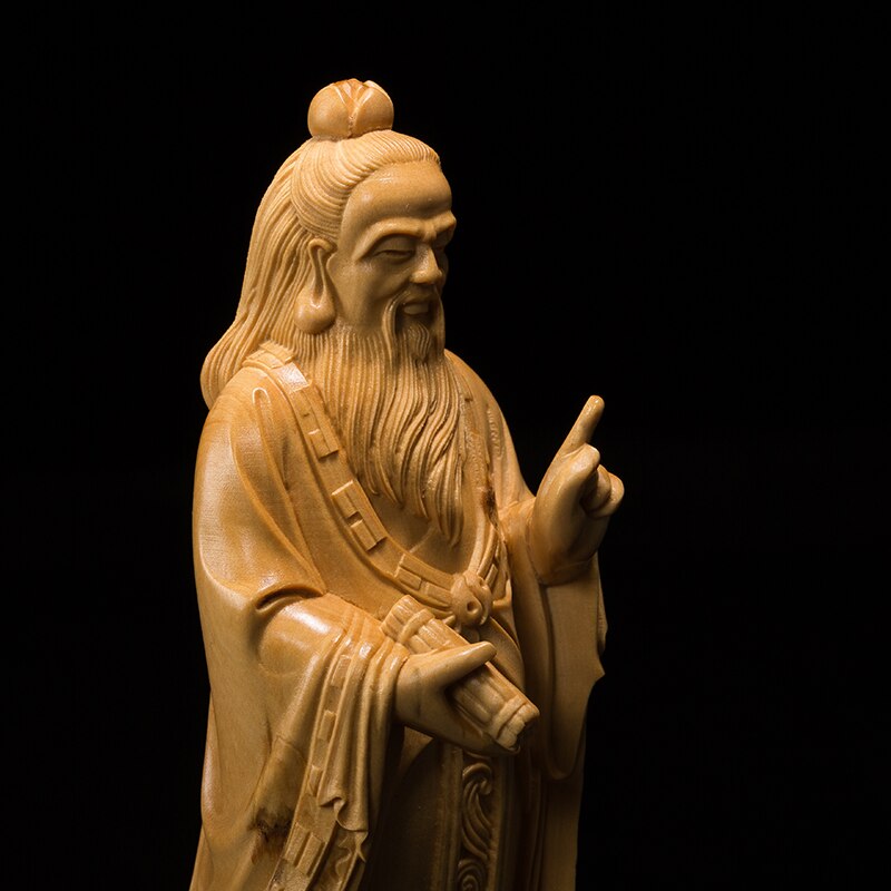 Laozi statue boxwood - Monkey Offers Peach