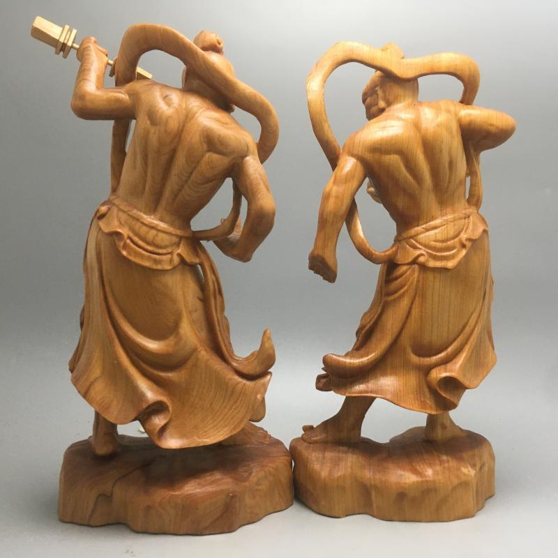 Heng Ha Chinese Door Guardians Boxwood - Monkey Offers Peach