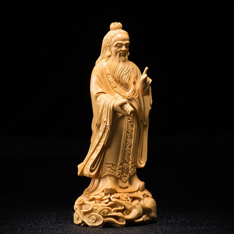 Laozi statue boxwood - Monkey Offers Peach