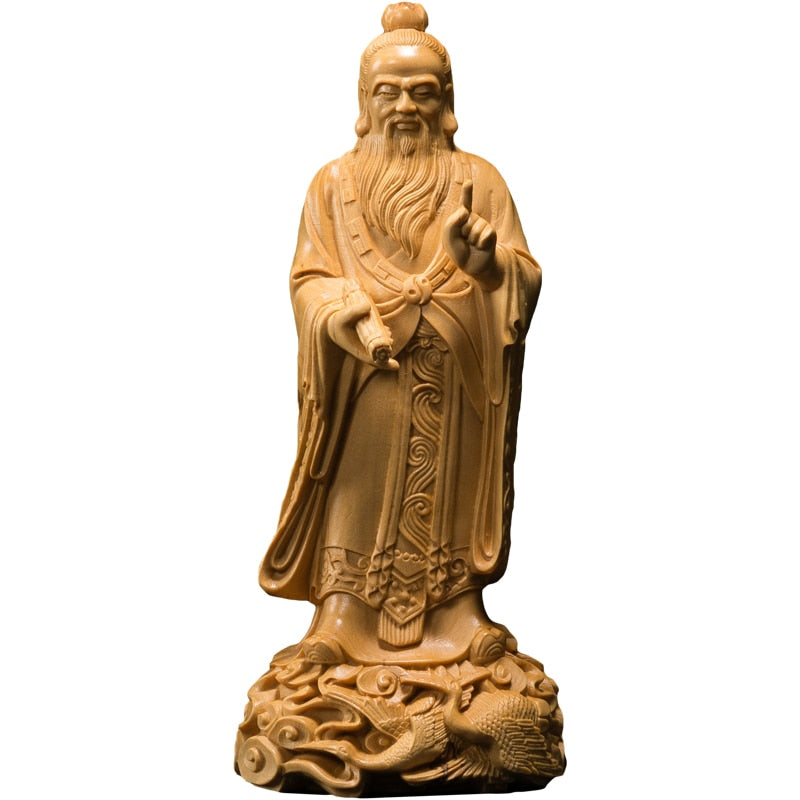 Laozi statue boxwood - Monkey Offers Peach