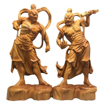 Heng Ha Chinese Door Guardians Boxwood - Monkey Offers Peach