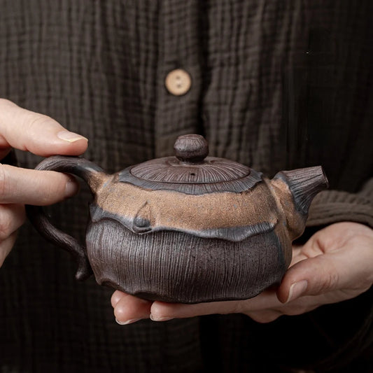 Gilded Iron Glaze Lotus Teapot