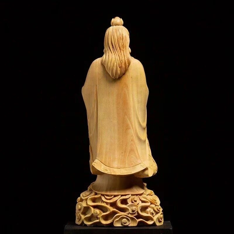 Laozi statue boxwood - Monkey Offers Peach