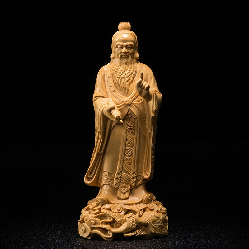 Laozi statue boxwood - Monkey Offers Peach